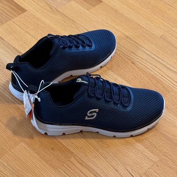 Skechers Navy Blue and White Men's Sneakers - Picture 5 of 6